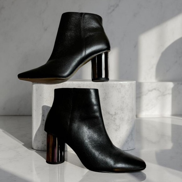 Zara Shoes - Zara Boots reflective round heel, very unique, almond toe size 6 genuine leather